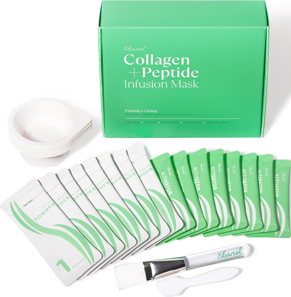 Ebanel Collagen Peptides Wash-Off Mask Set delivers instant tightening and brightening at home.