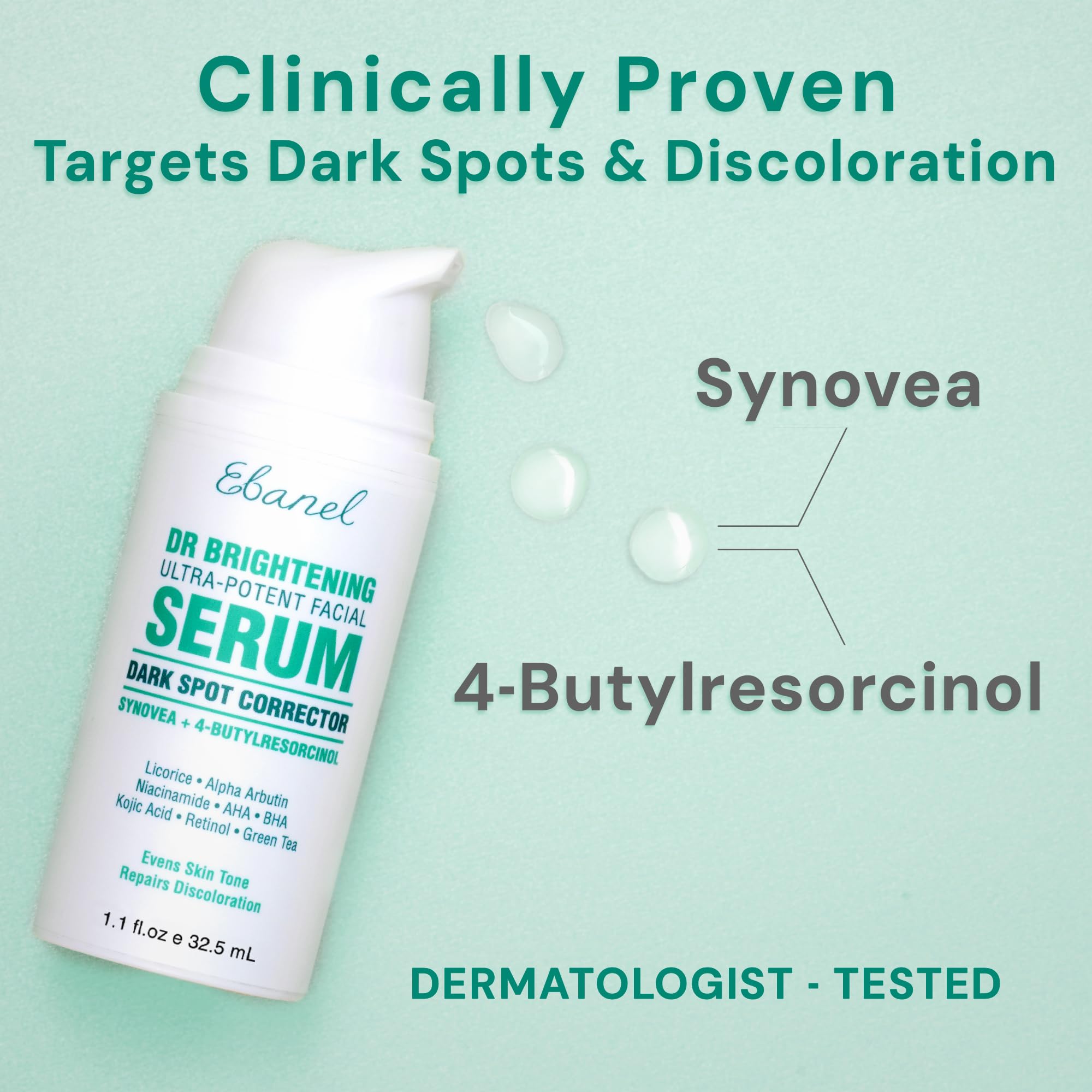 Close-up of Ebanel serum texture highlights lightweight formula for smooth application