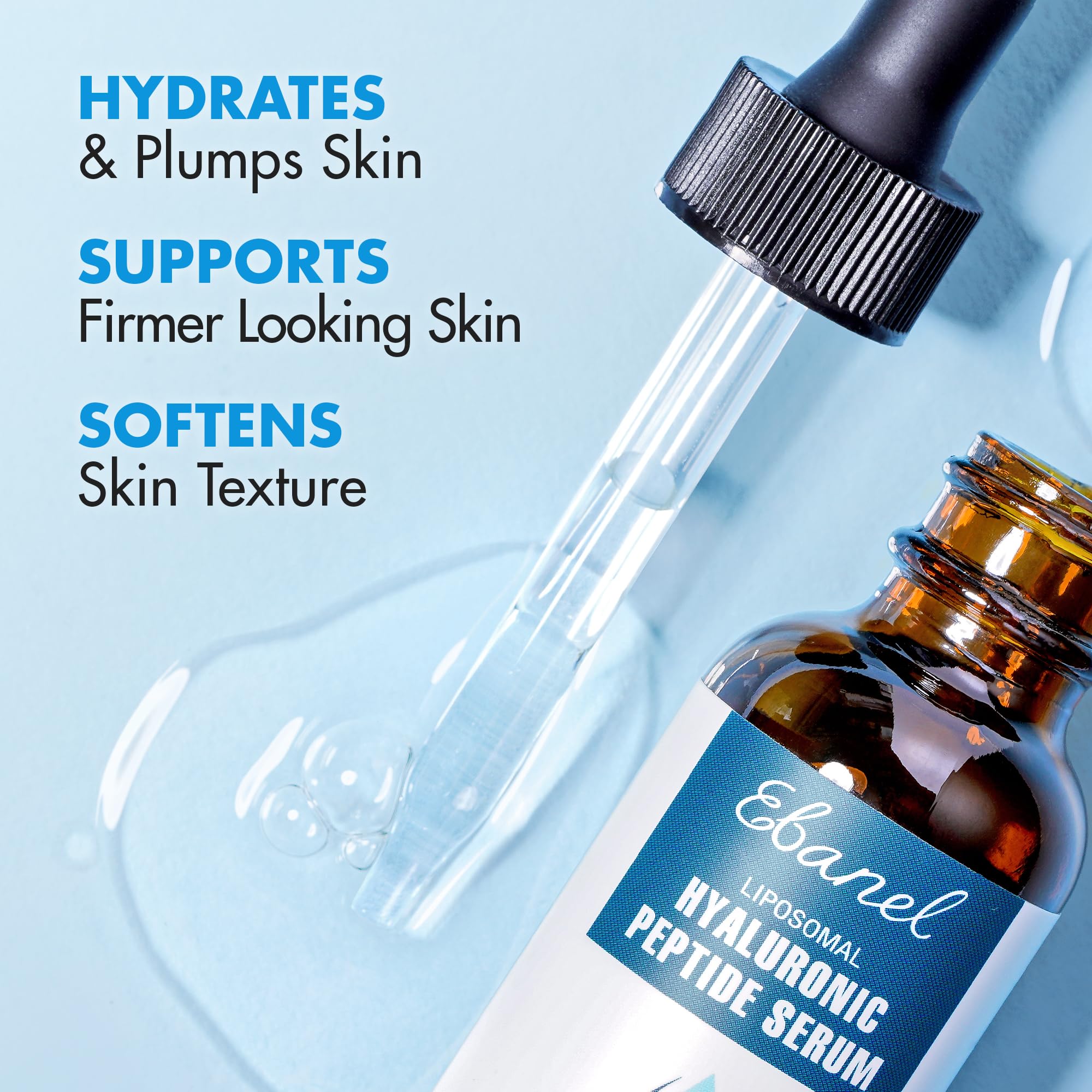 Closeup of Ebanel Hyaluronic Acid Serum application on skin for smoothness