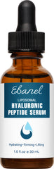 Ebanel Hyaluronic Acid Serum bottle pour showing hydration potential for daily care