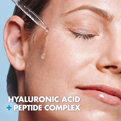 Ebanel Hyaluronic Acid Serum pump dispensing illustrating quick absorption and light feel