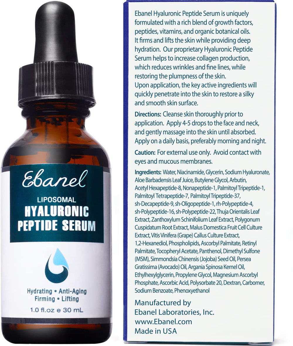 Ebanel Hyaluronic Acid Serum packaging box reflecting premium hypoallergenic formula