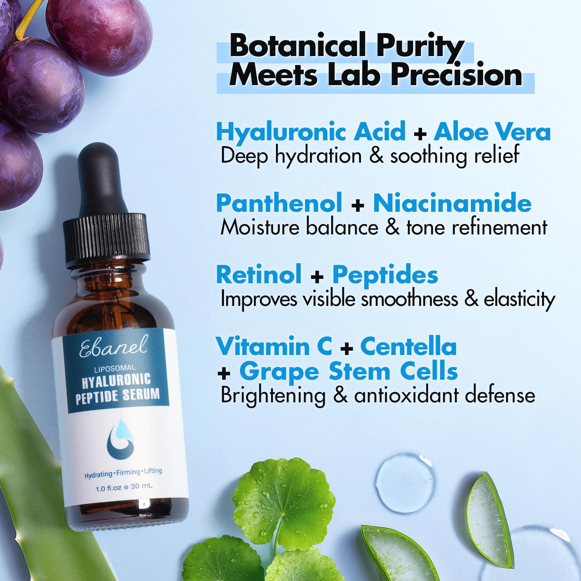 Swatch of Ebanel Hyaluronic Acid Serum texture demonstrating non-greasy hydration