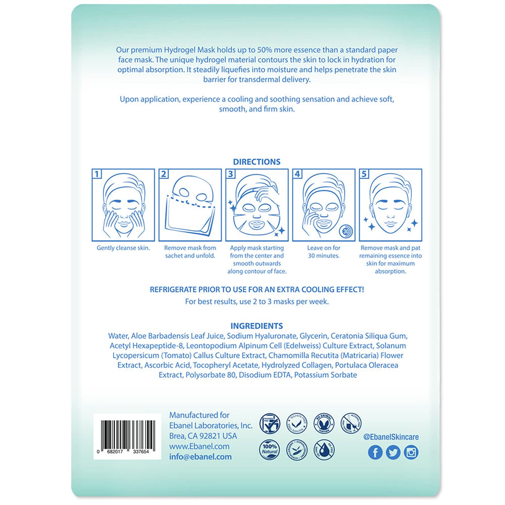 Ebanel hydrogel collagen mask gift-ready packaging, ideal for self-care.
