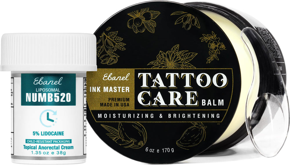Ebanel Numb520 cream tube ready for quick relief before tattoo sessions.