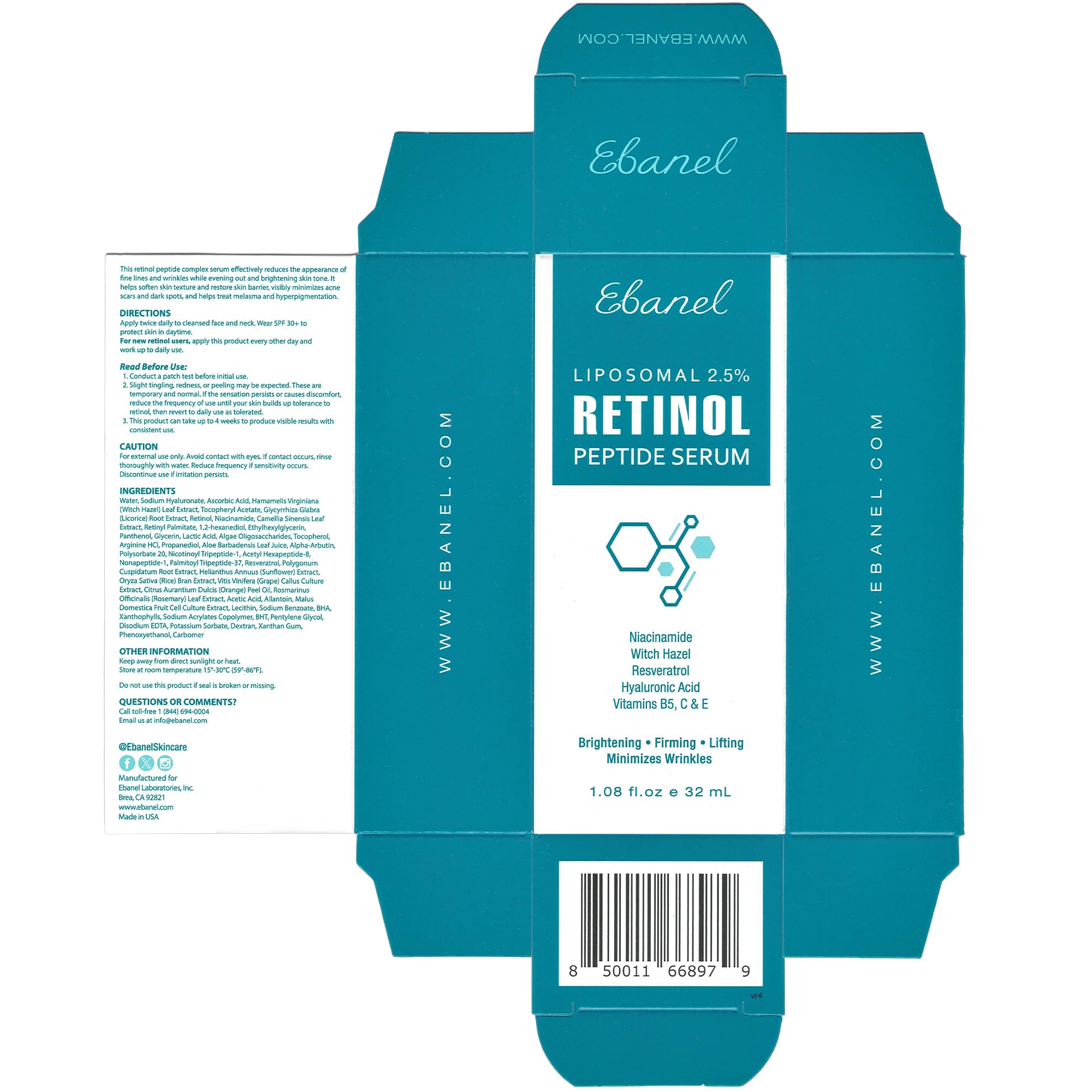 Ebanel packaging presents premium design and product care.
