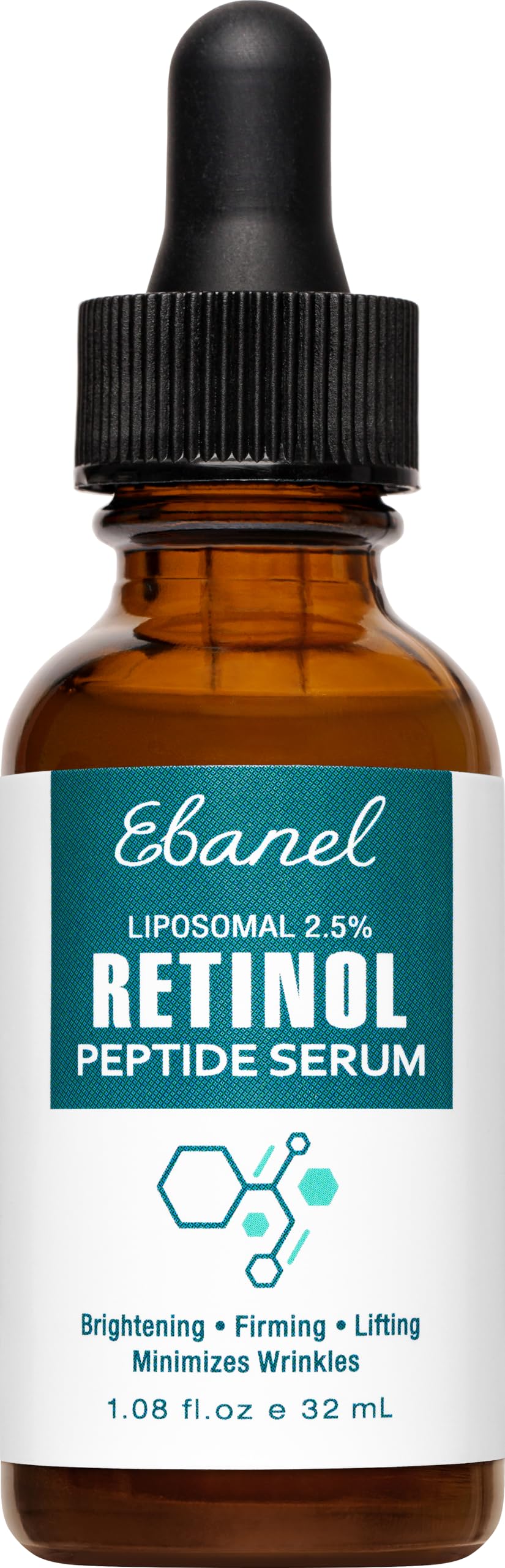 Ebanel Retinol Serum bottle pump enables easy, even nightly application.
