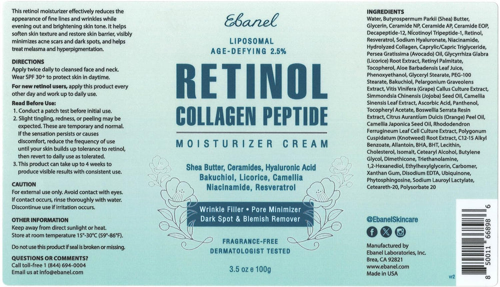 Ebanel skin barrier moisturizing formula with shea butter and jojoba oil.