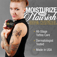 Close-up of Ebanel Tattoo Balm texture showing creamy, non-greasy spread