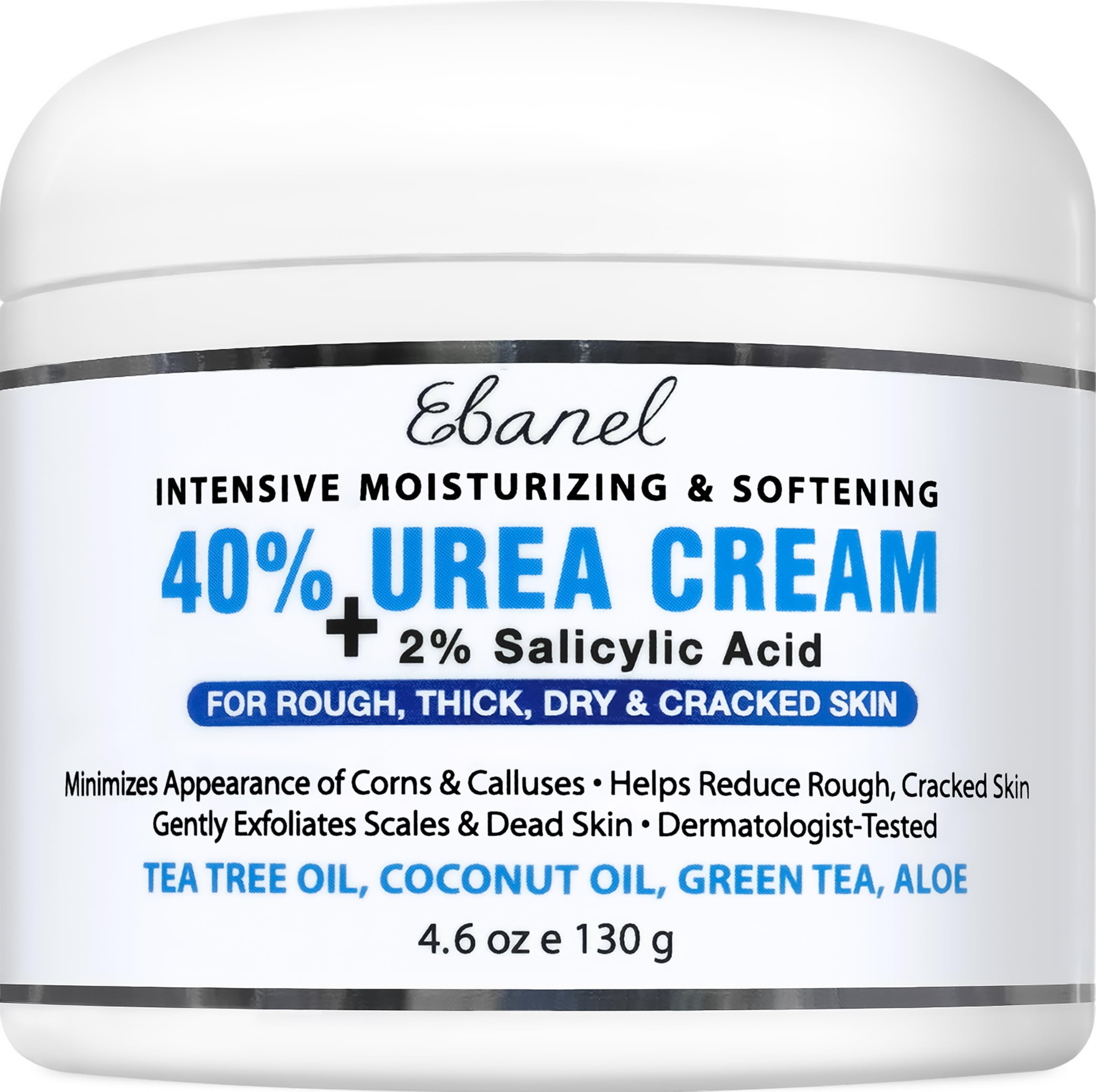 Ebanel Urea Cream 40% bottle pour showing deep hydration and barrier protection.