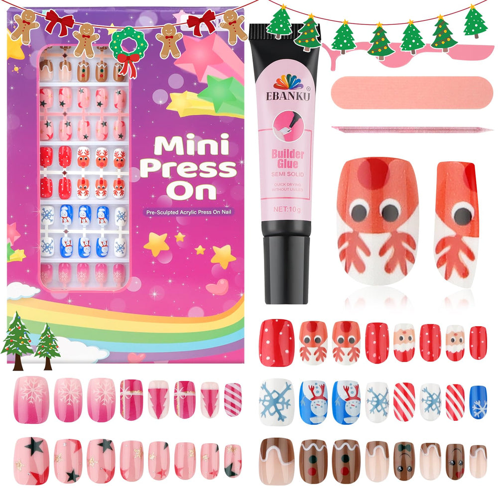EBANKU Christmas kids nails set with festive shapes for playful nail art