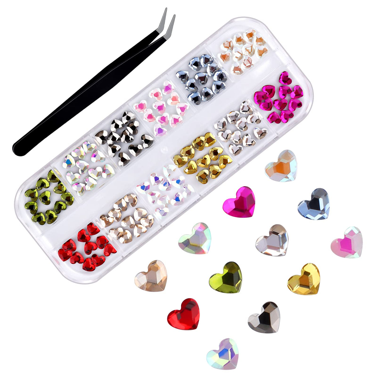 EBANKU valentines heart nail gems for precise nail art designs.
