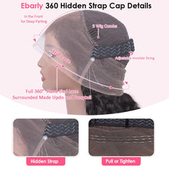 Ebarly drawstring glueless 360 wig for secure, quick installation