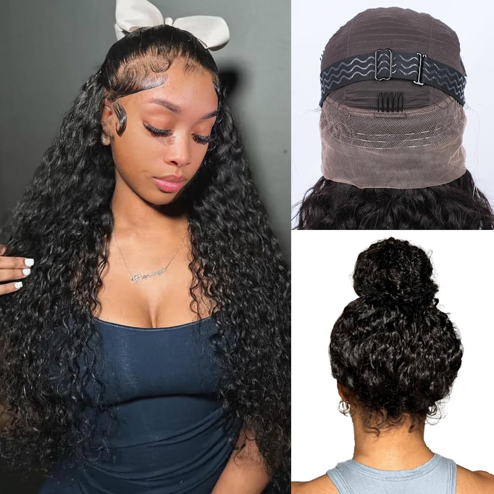 Ebarly hidden-strap 360 full lace wig water wave for natural look