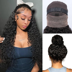 Ebarly hidden-strap 360 full lace wig water wave for natural look