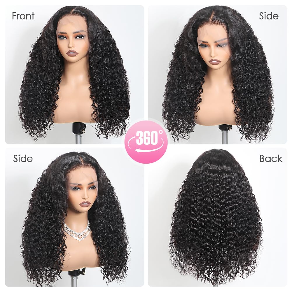 Ebarly hidden-strap water wave 360 wig back view showing secure fit