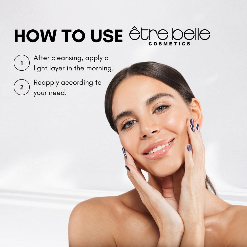 Packaging highlights Être Belle quality and compact, travel-friendly design.