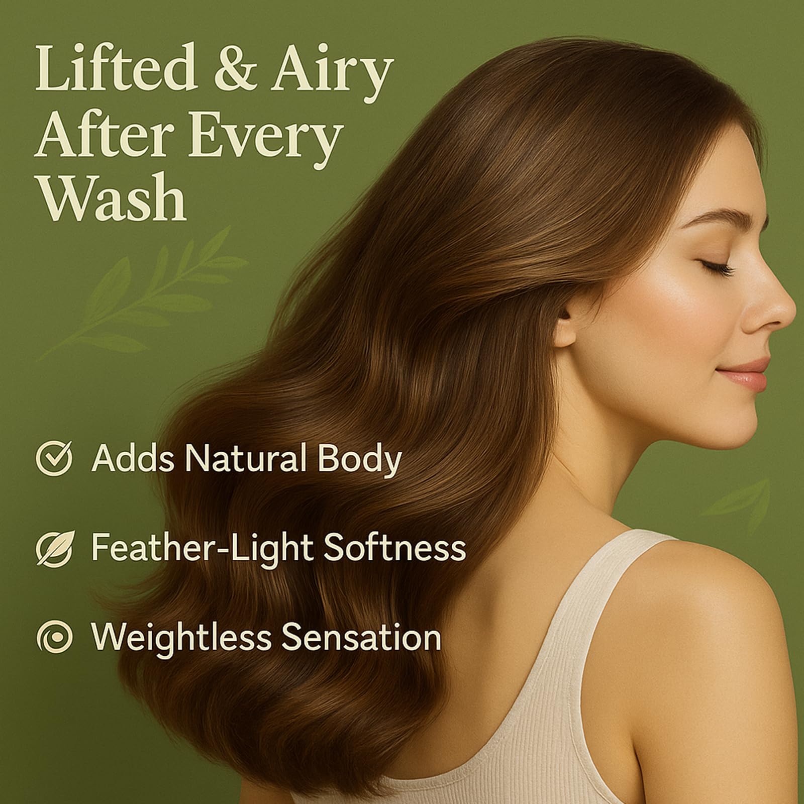 EBEHDOQ Nuvara shampoo texture close-up conveys soft, manageable hair after use.