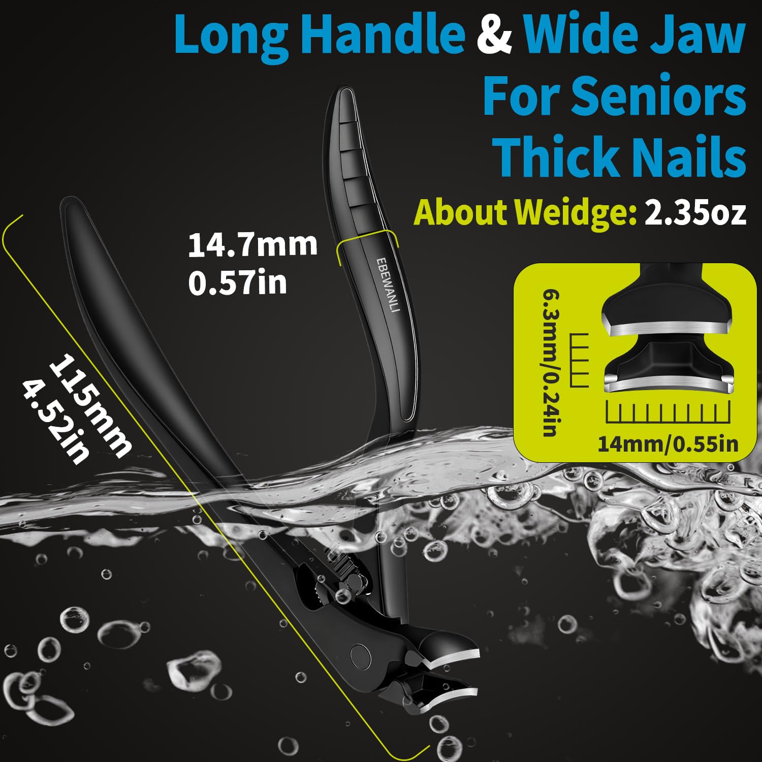 EBEWANLI long-handled design suits difficult angles for nails and toenails