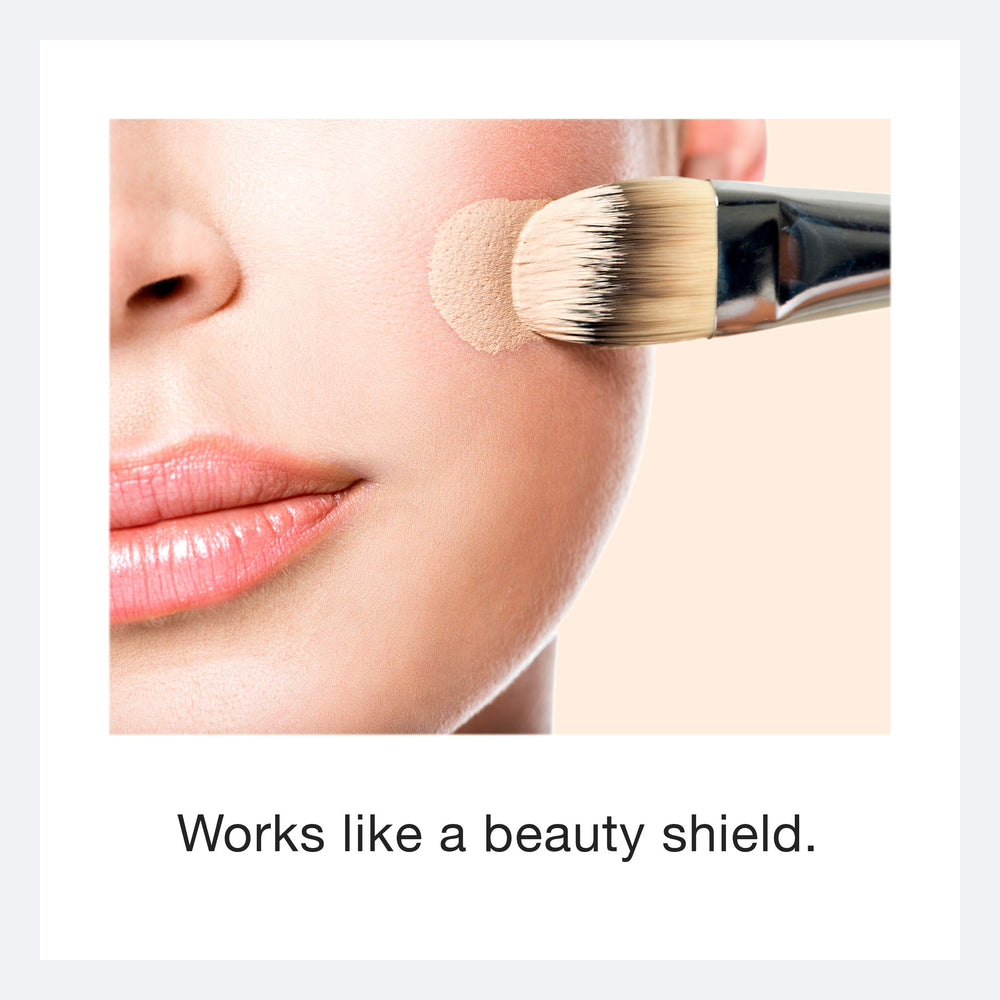 Ecco Bella foundation applied on skin for seamless, daily blend.