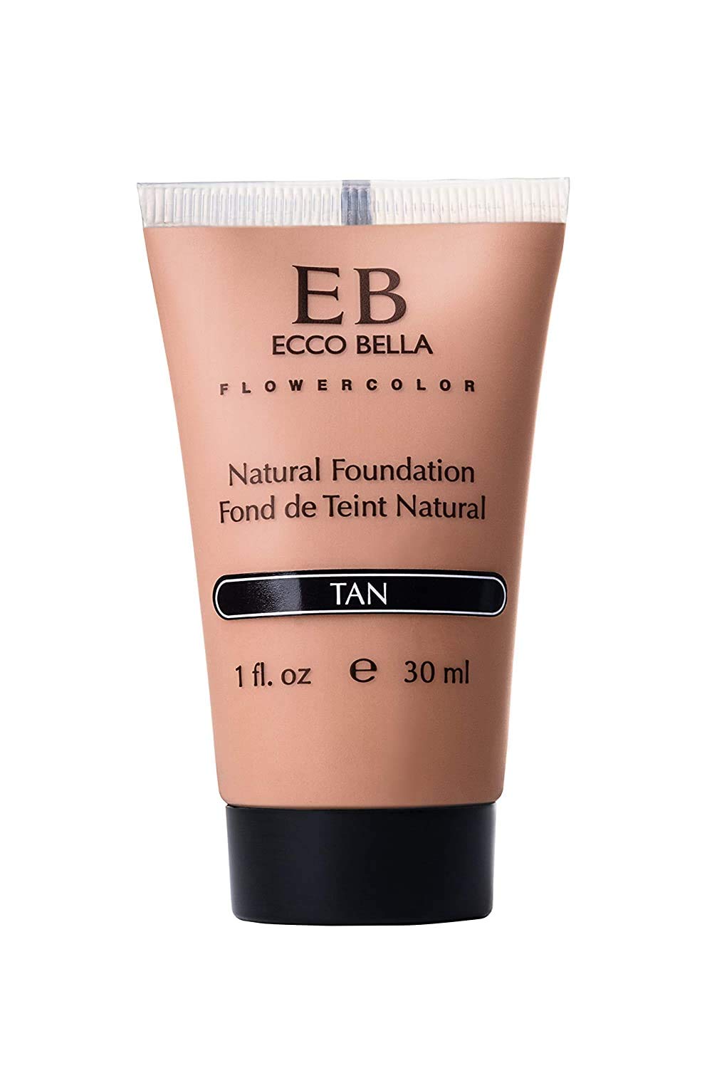 Ecco Bella Liquid Foundation bottle close-up showing hydrating buildable coverage