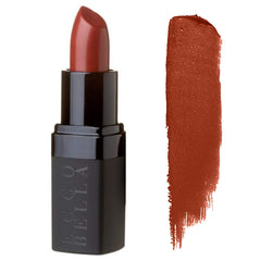 Ecco Bella Rosewood lipstick bullet swatch shows rich color for all day wear.