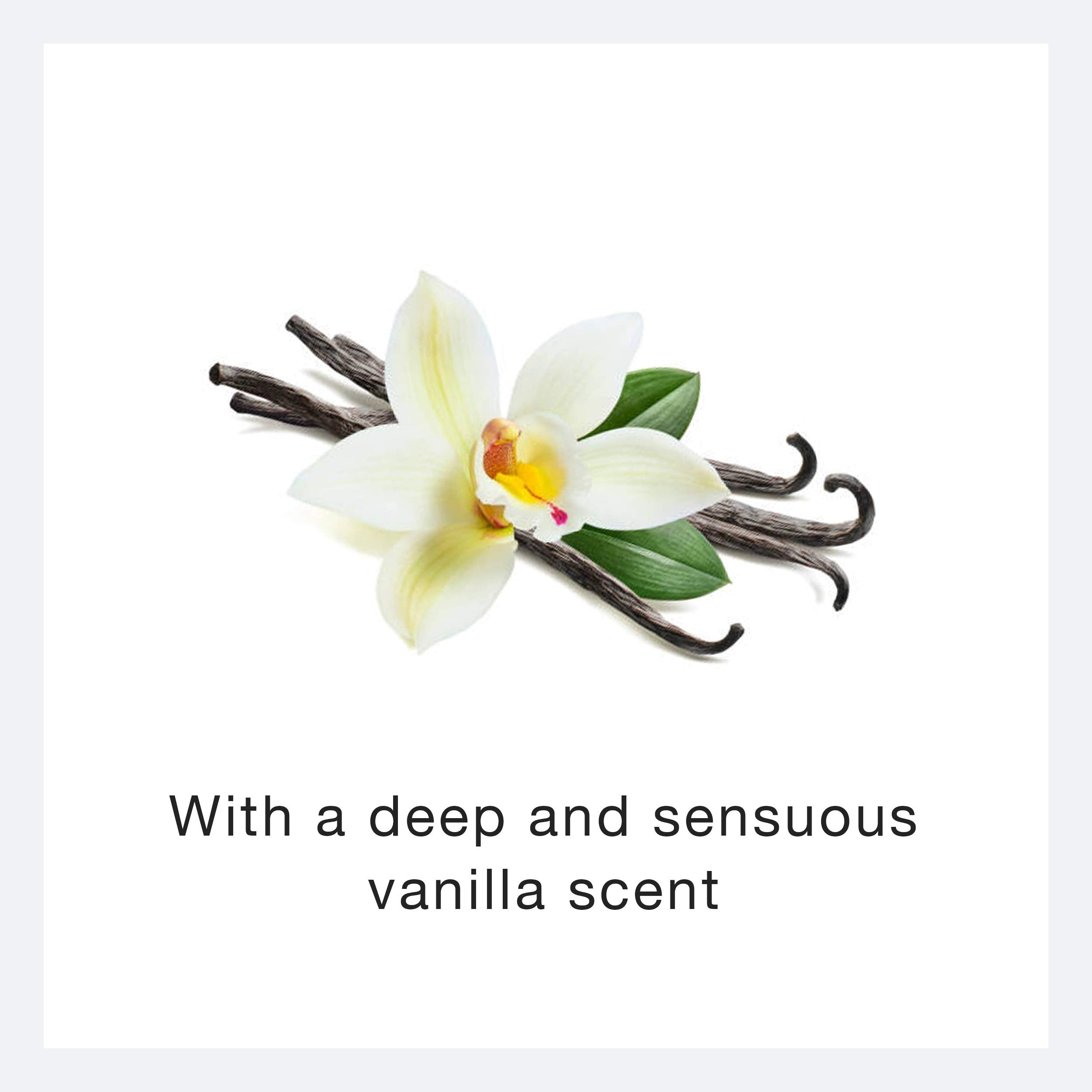 Ecco Bella Vanilla Body Lotion close-up ingredients with organic oils and aloe base.