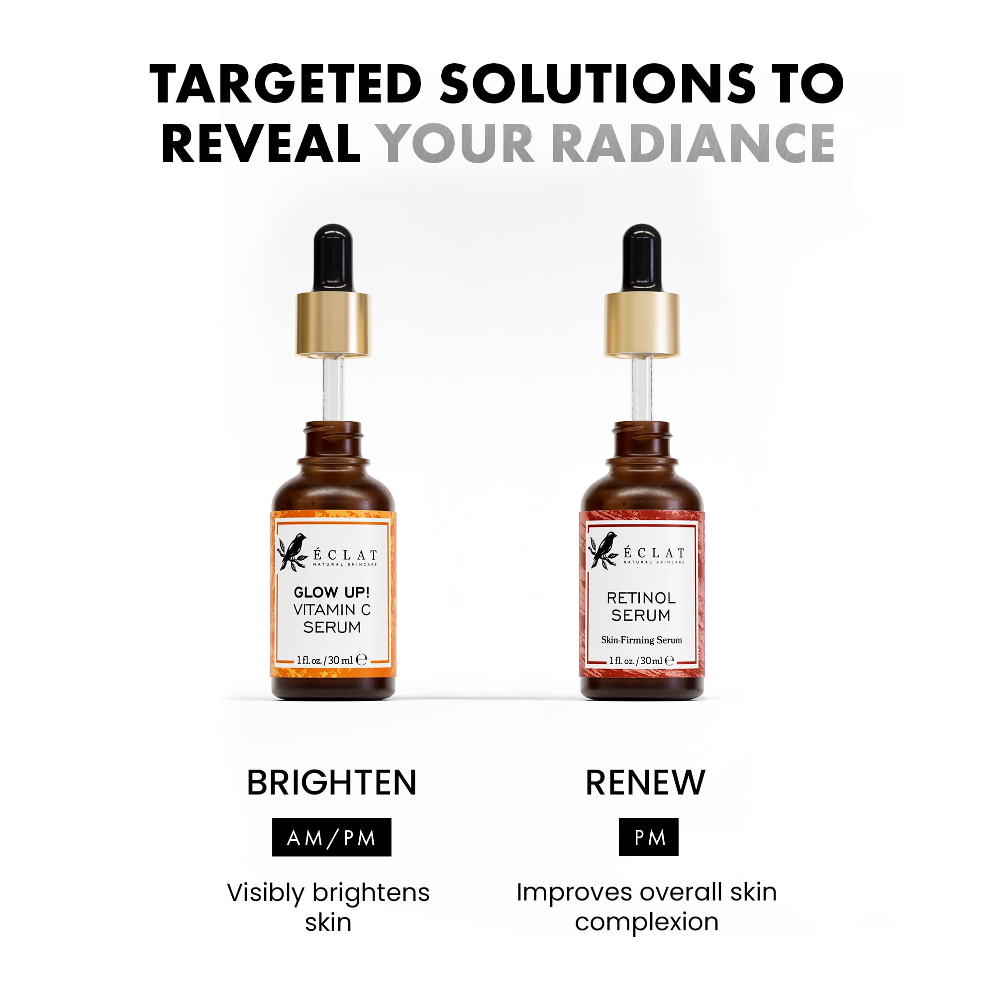 Eclat Skincare ingredients image highlighting aloe, jojoba, chamomile benefits.