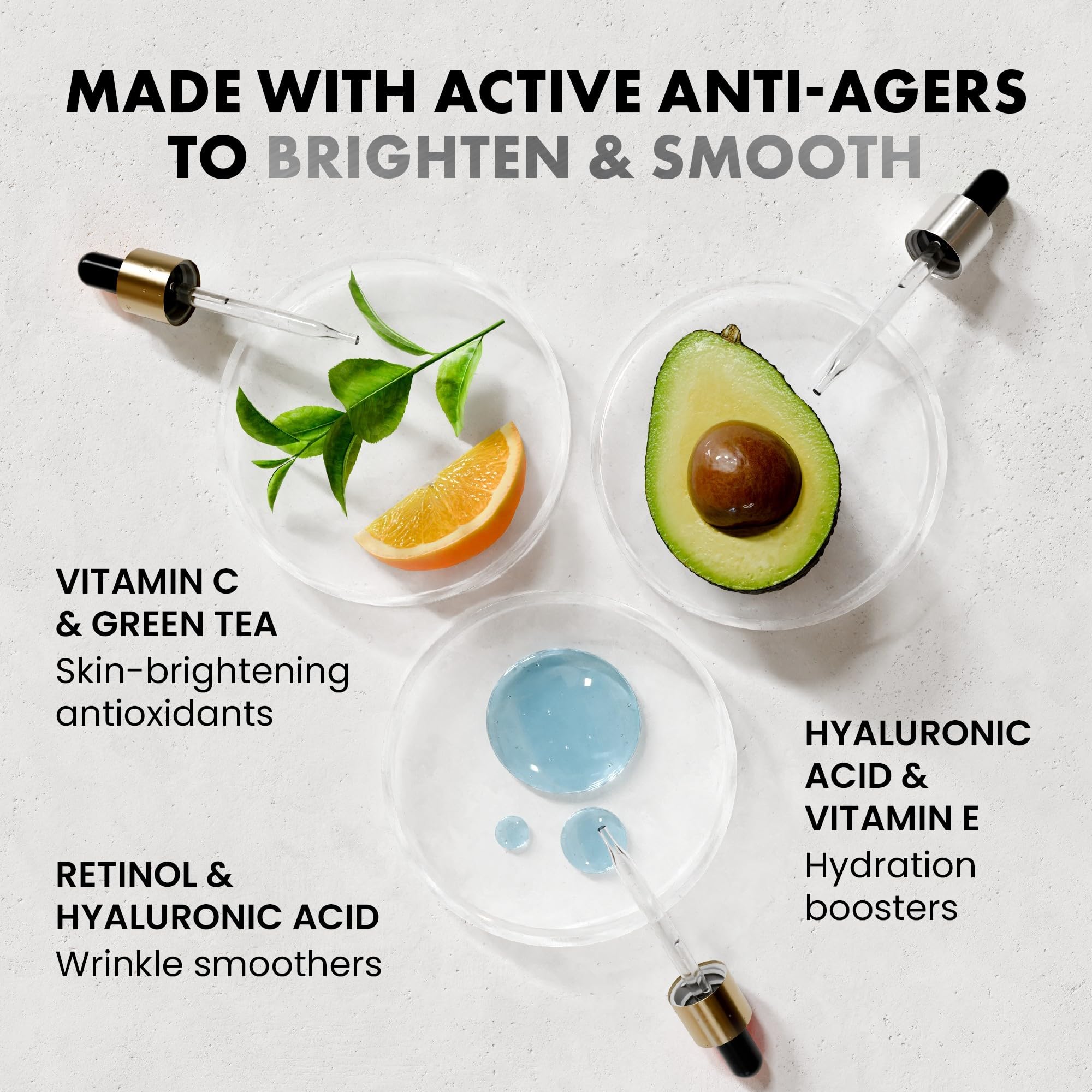 Eclat Skincare Retinol serum bottle helps smooth fine lines over time.