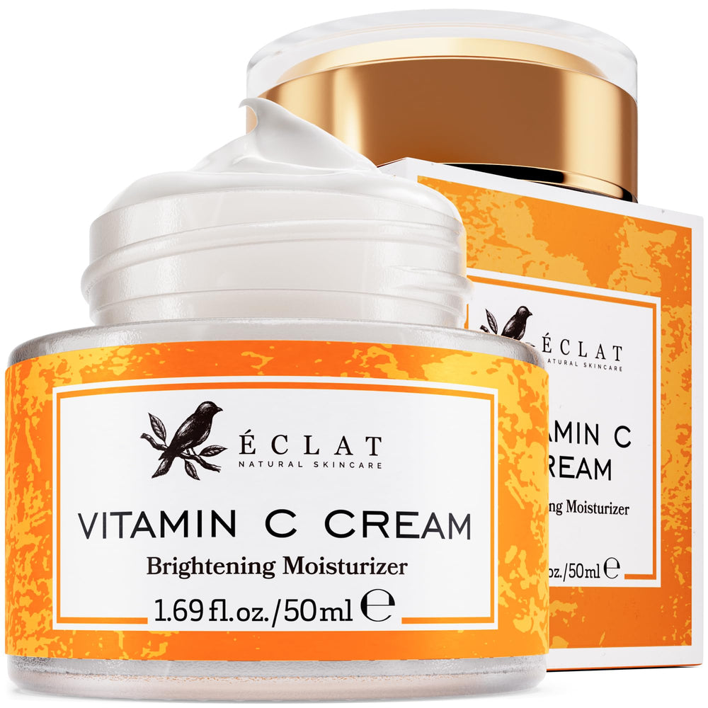 Eclat Skincare Vitamin C Moisturizer bottle pour for a brightening daily routine.