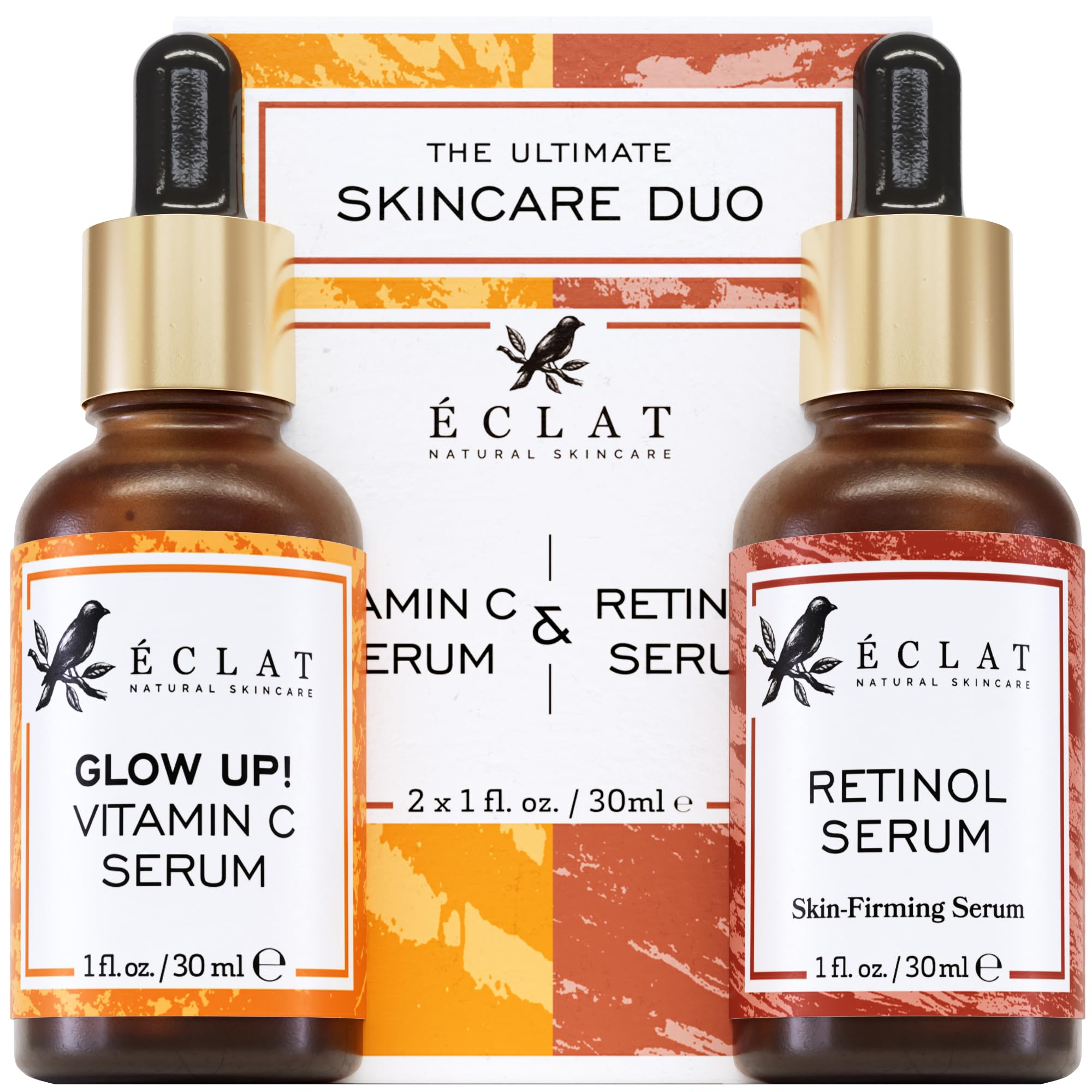 Eclat Skincare Vitamin C serum bottle highlighting brightening glow for daily use.