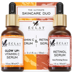 Eclat Skincare Vitamin C serum bottle highlighting brightening glow for daily use.