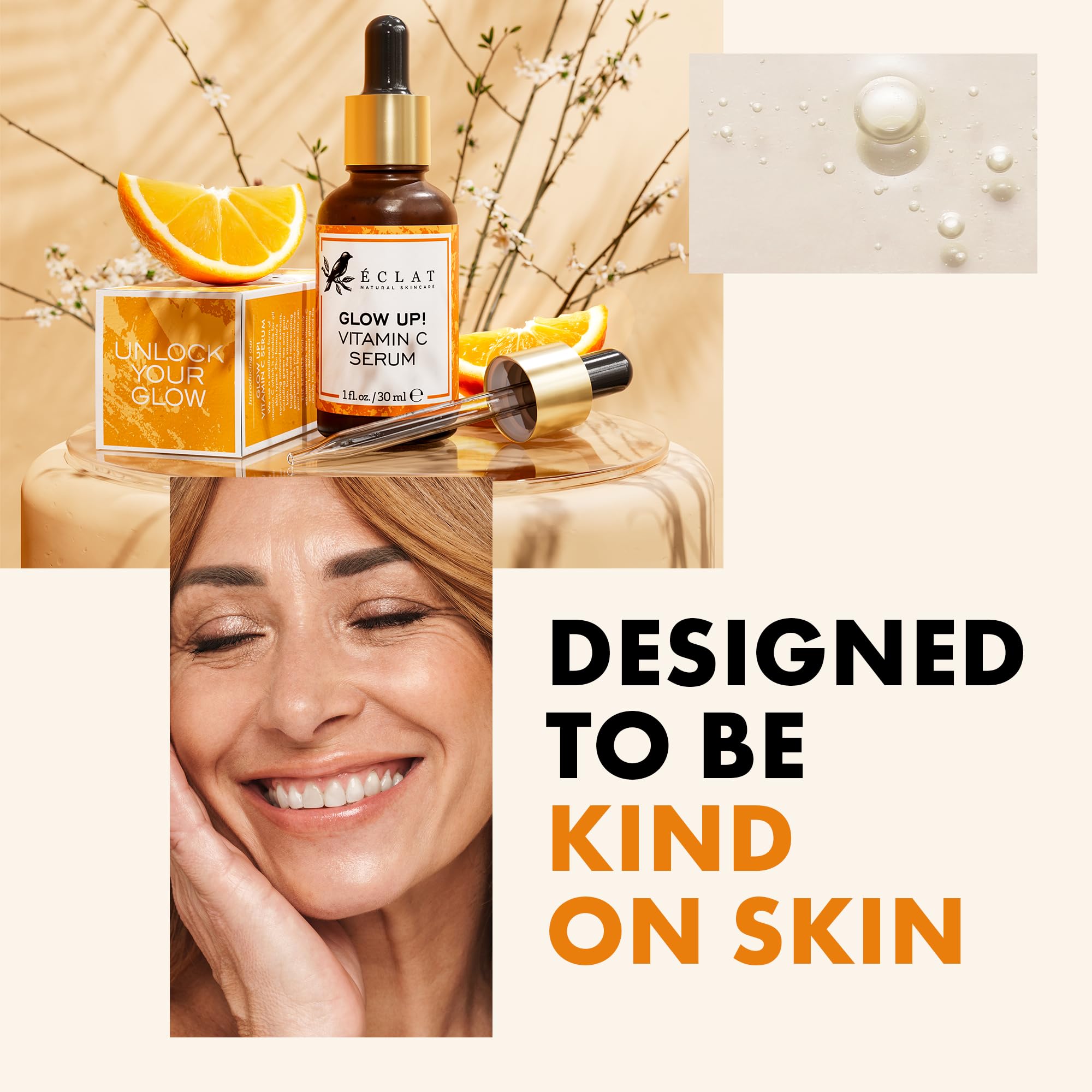Eclat Skincare Vitamin C Serum after-application skin glow