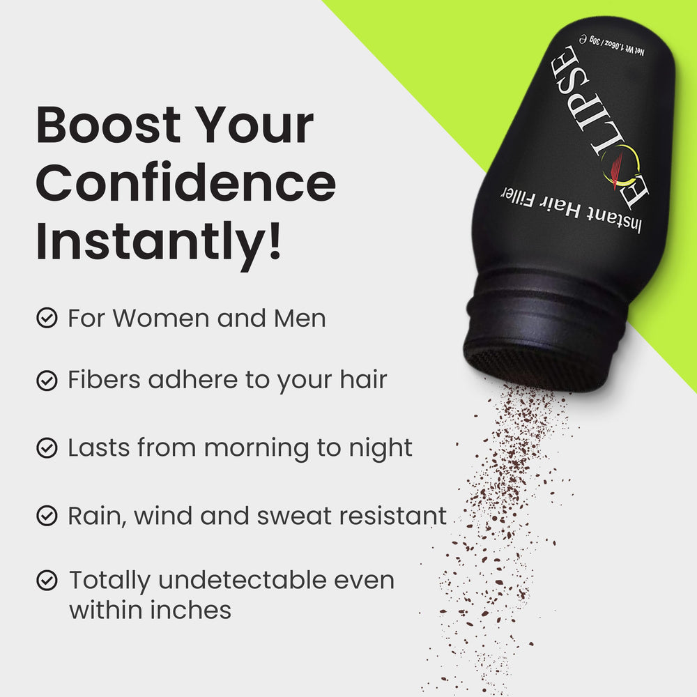 Eclipse Hair Fibers Dark Blonde close-up blend with natural color.