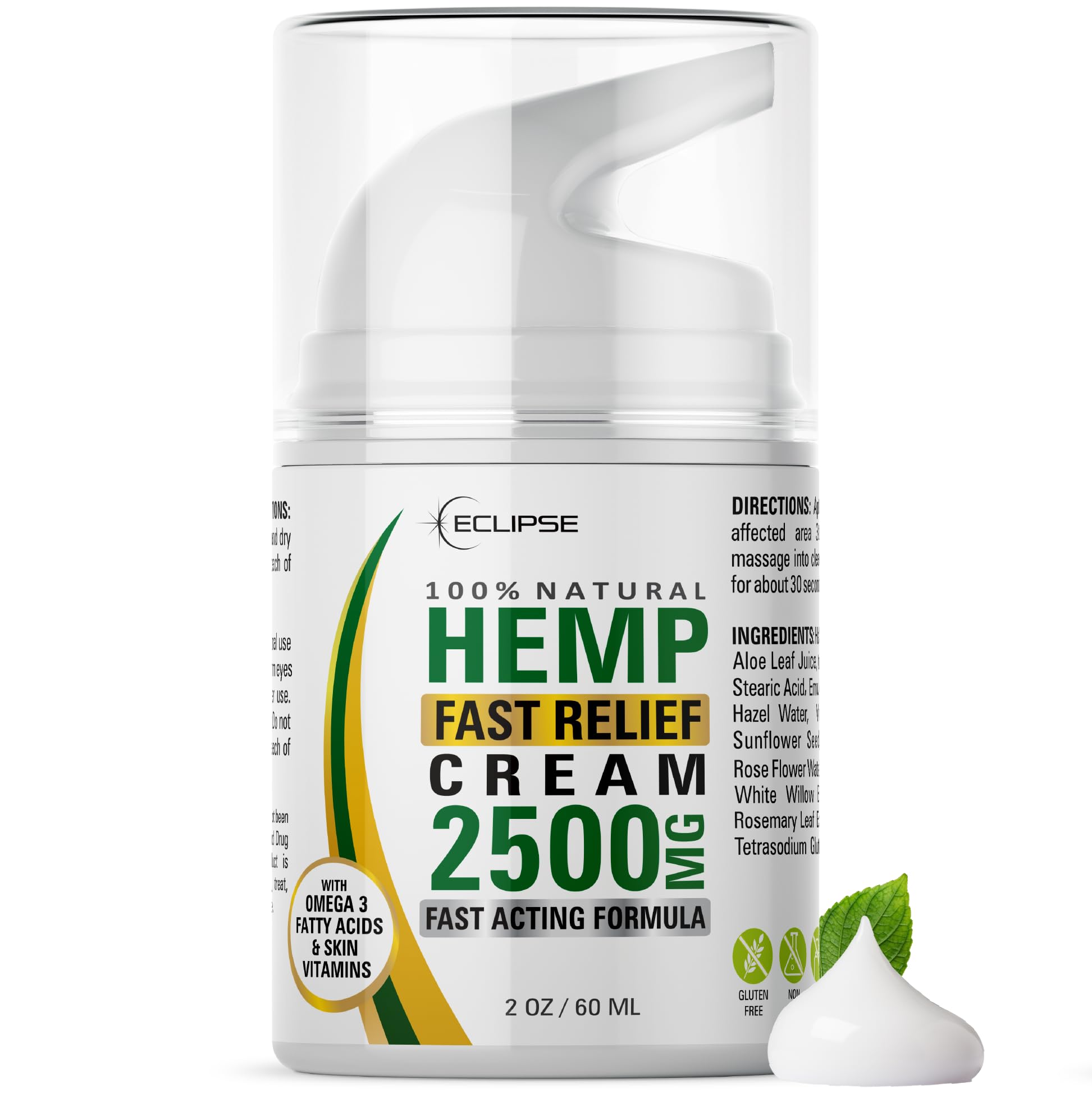 Eclipse Hemp Cream moisturizes deeply with Omega-3 and Omega-6 rich oils
