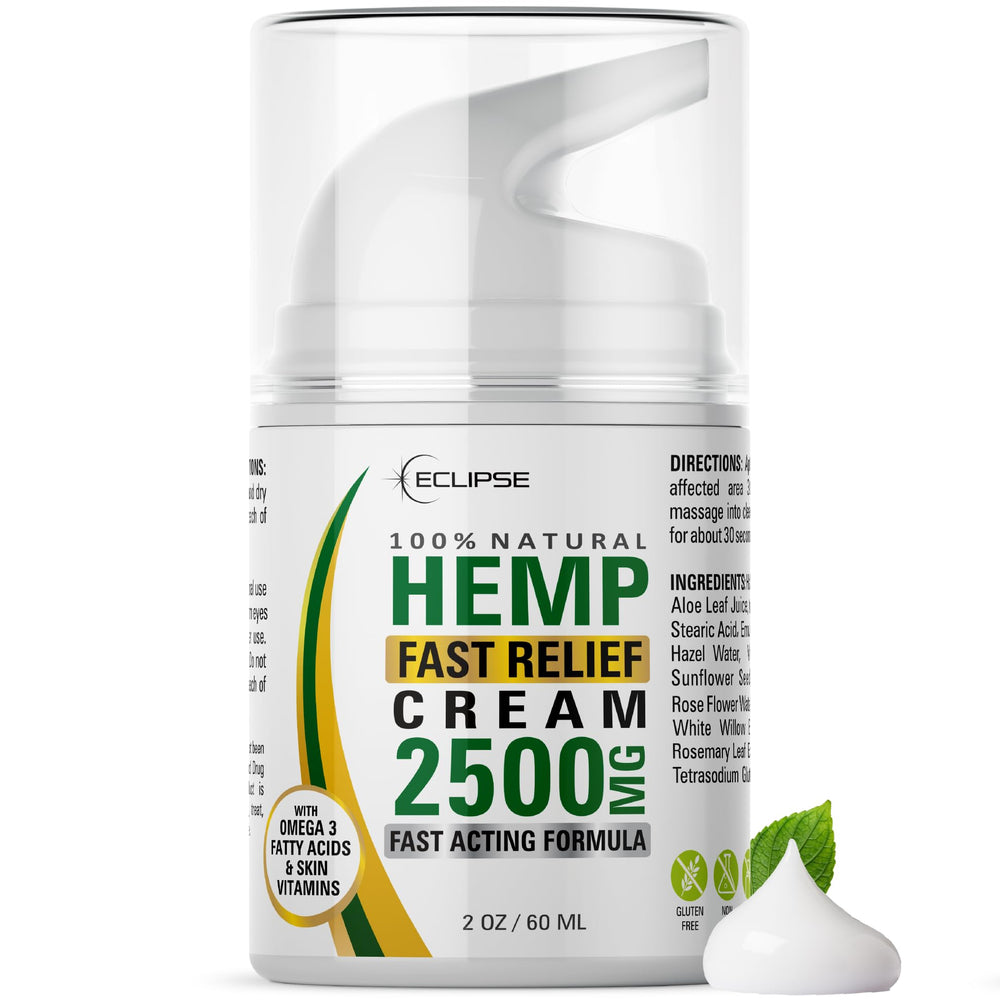 Eclipse Hemp Cream moisturizes deeply with Omega-3 and Omega-6 rich oils