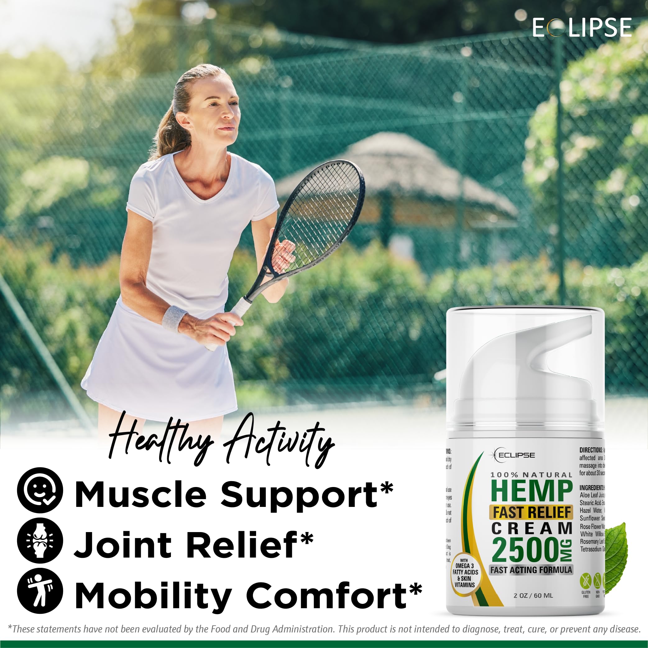 Eclipse Hemp Cream deep-penetrating formula delivering lasting moisture on the surface