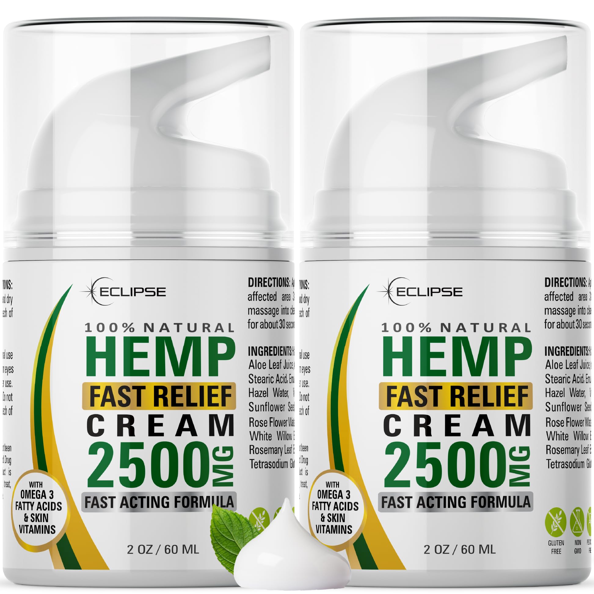 Eclipse Hemp Cream non-greasy application on skin with quick absorption and fresh scent