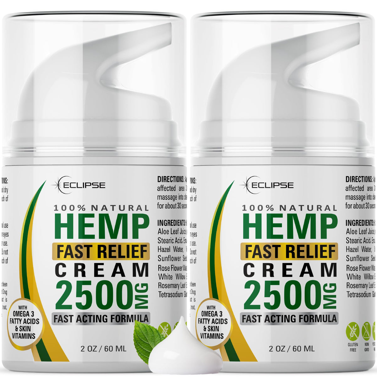 Eclipse Hemp Cream non-greasy application on skin with quick absorption and fresh scent