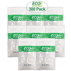 ECO Amenities single sachet close-up showing gentle cleansing for travel