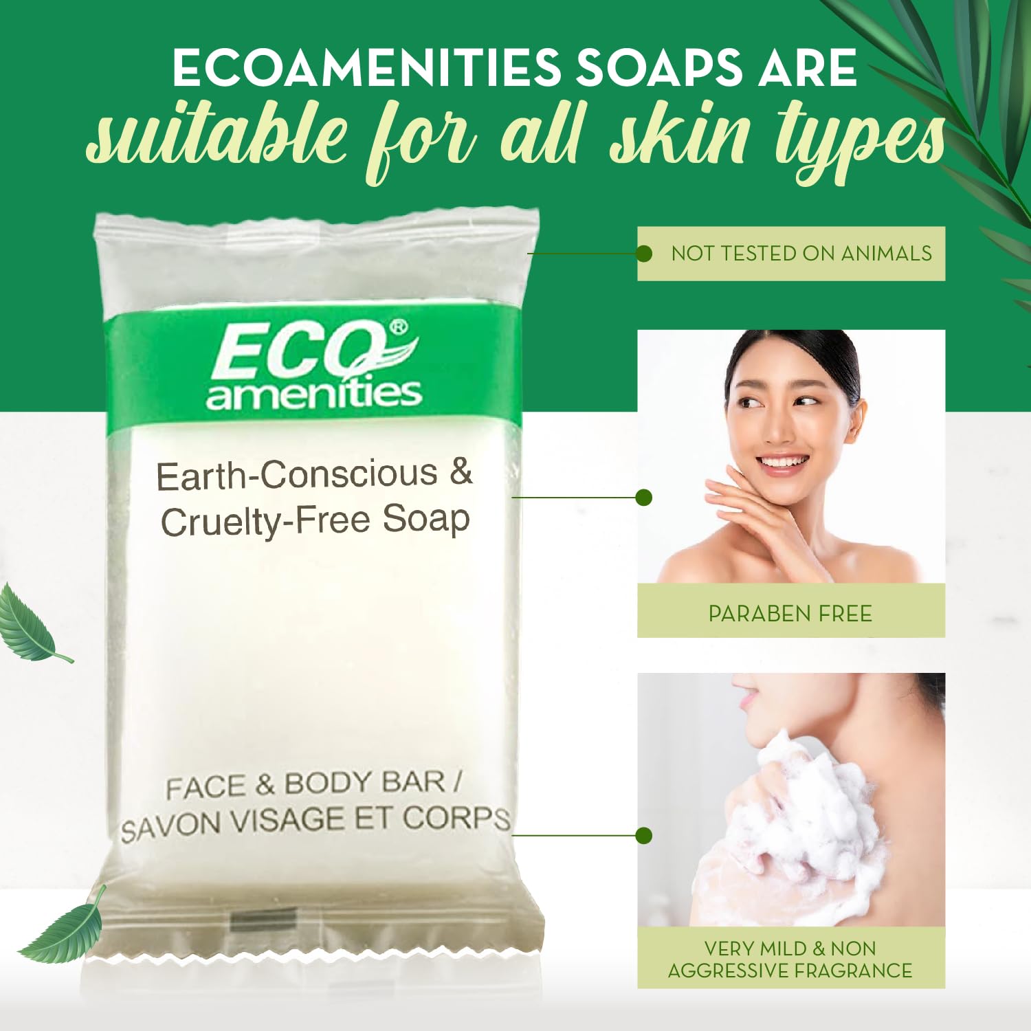 Bulk pack of soap bars offers value for guest amenities and replenishment.