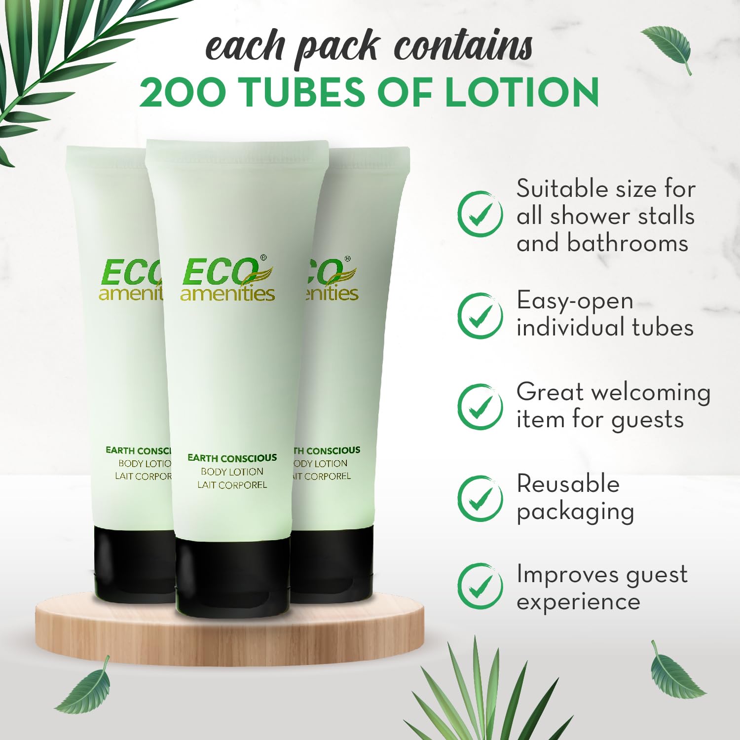 ECO Amenities green tea scented lotion highlighting unisex appeal