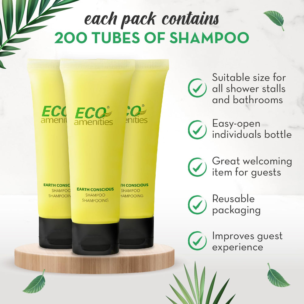 TSA-approved 1 oz ECO amenities travel shampoo tube for carry-on use