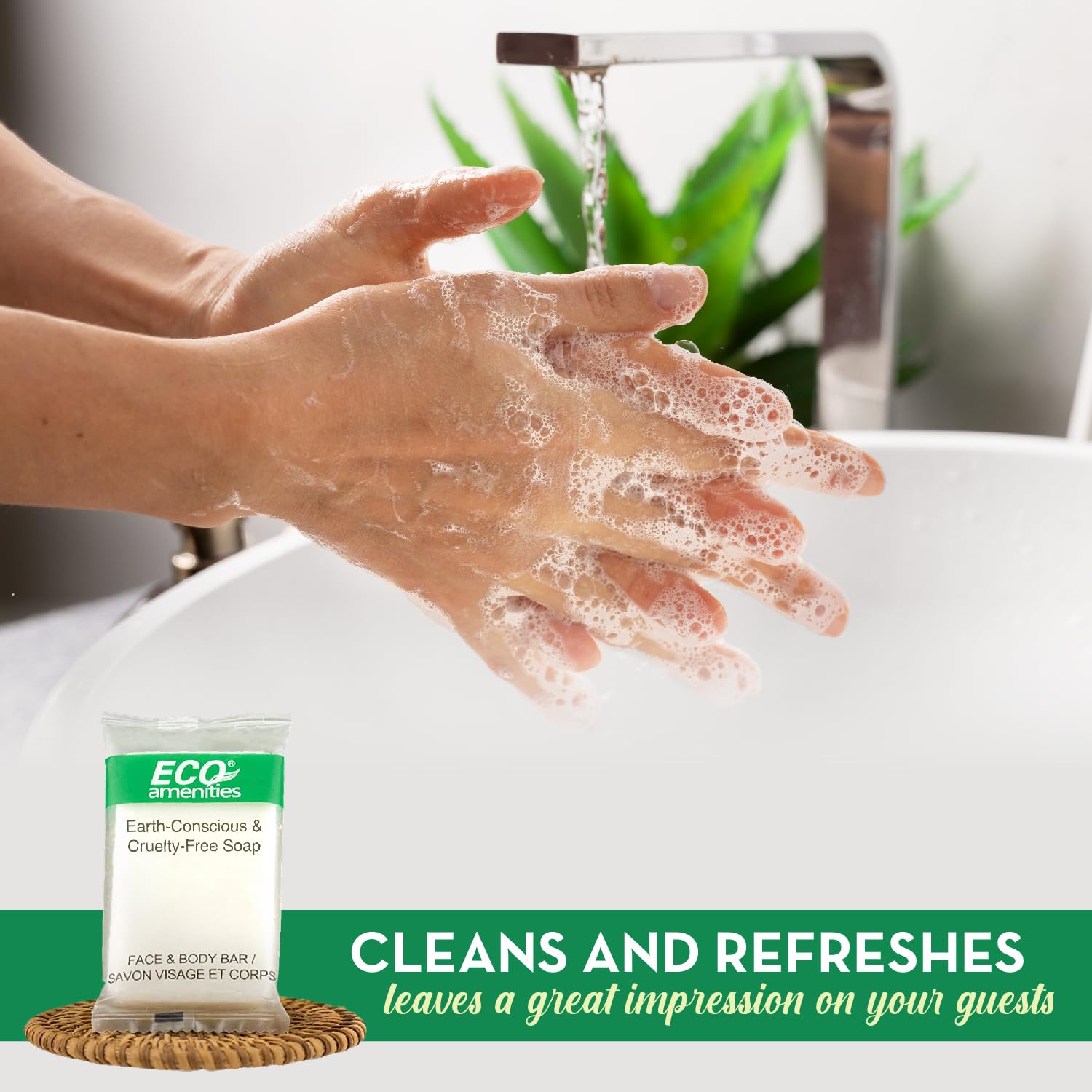 Eco Amenities TSA-approved travel soap bar, compact 0.5 oz for on-the-go guests.