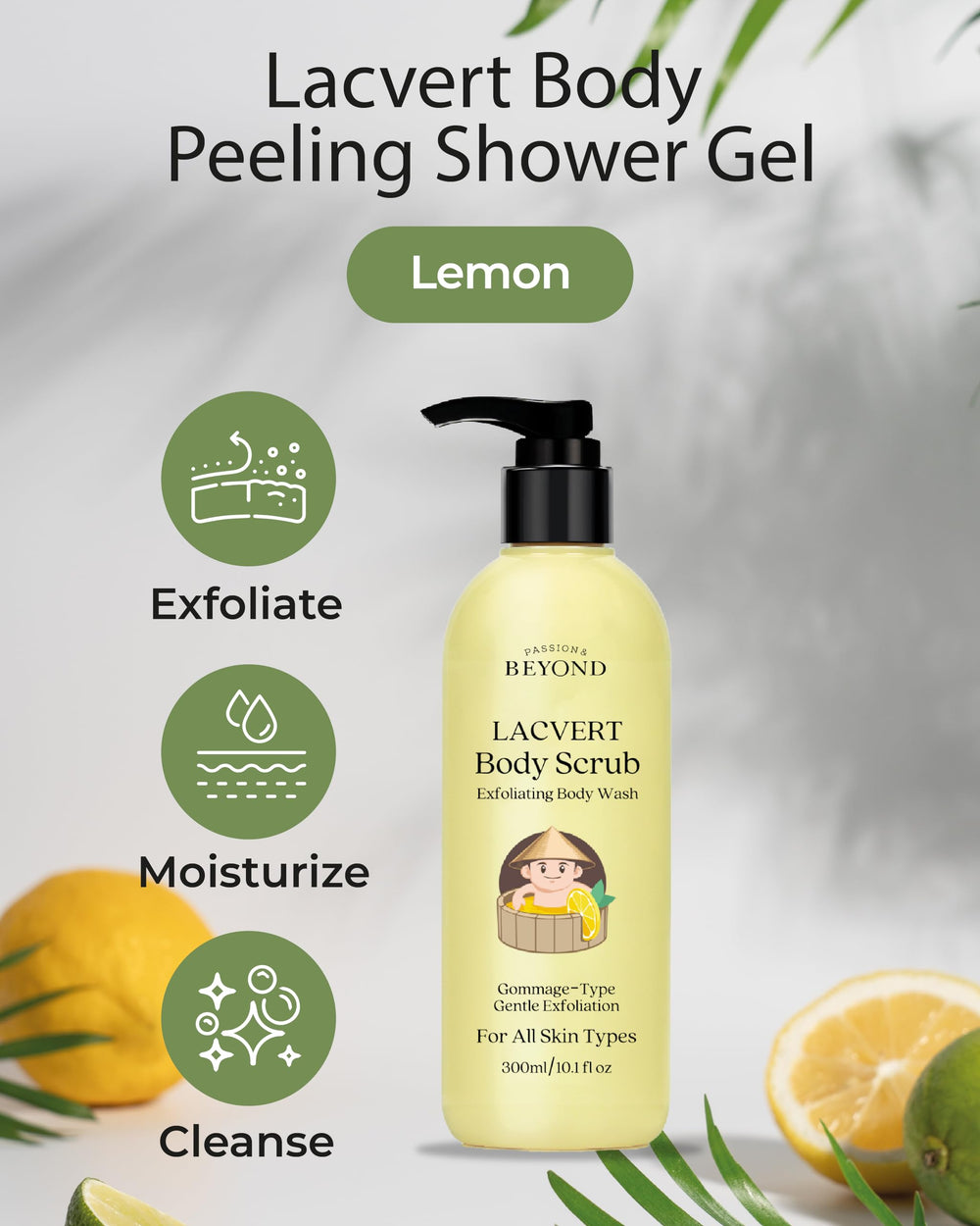 Close-up of BEYOND Lacvert lemon texture highlights fine exfoliant.