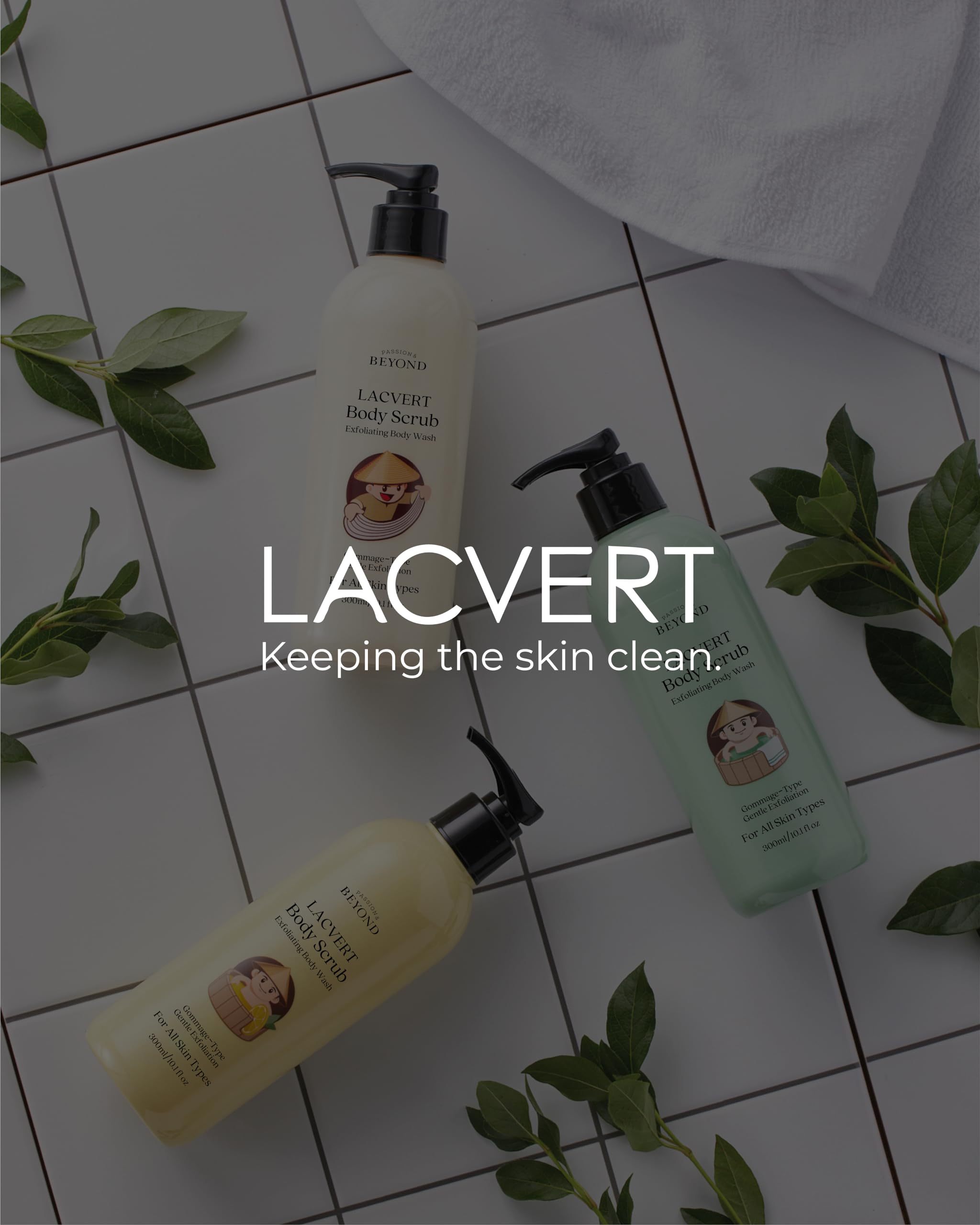 BEYOND Lacvert scrub on wet skin demonstrates easy, versatile exfoliation.