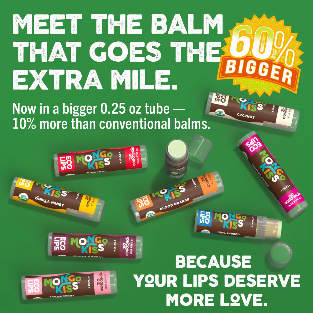 Eco Lips Mongo Kiss organic ingredients showcase clean lip care without synthetic fillers.