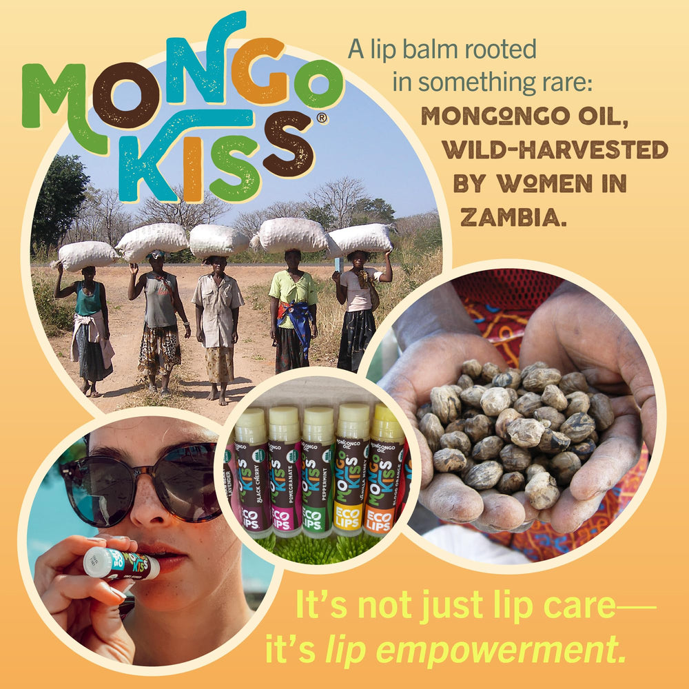 Eco Lips Mongo Kiss peppermint tube delivers refreshing scent and smooth glide.