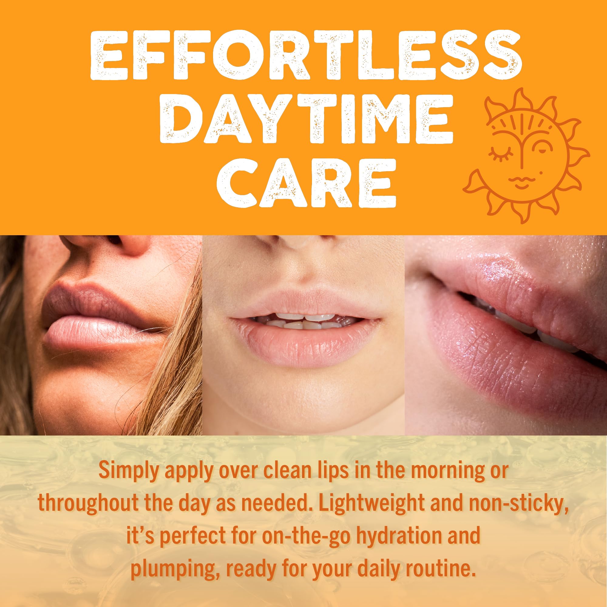 After morning use, lips appear soft and smooth with a healthy glow.