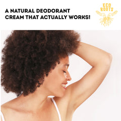 ECO ROOTS baking soda-free formula close-up showing creamy texture.